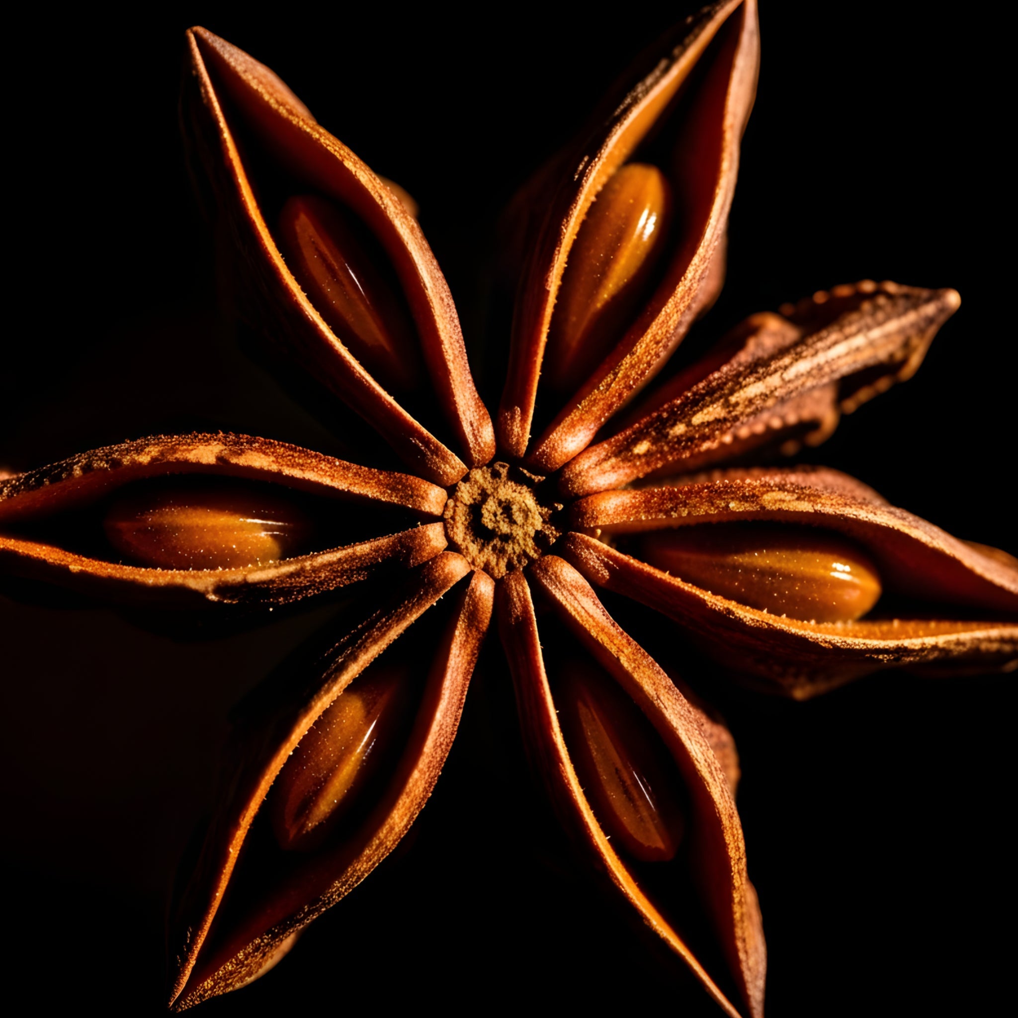 prospettiva di anice stellato con illuminazione a contrasto